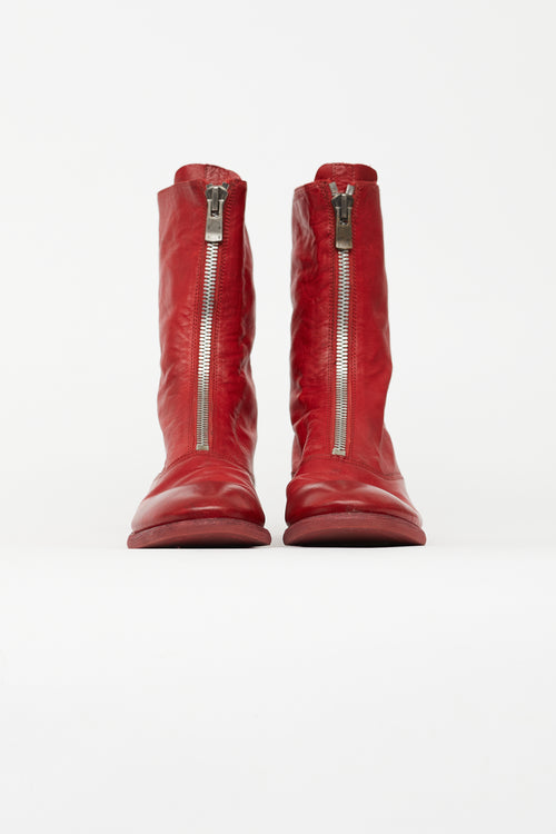 Guidi Red Leather 310 Ankle Boot