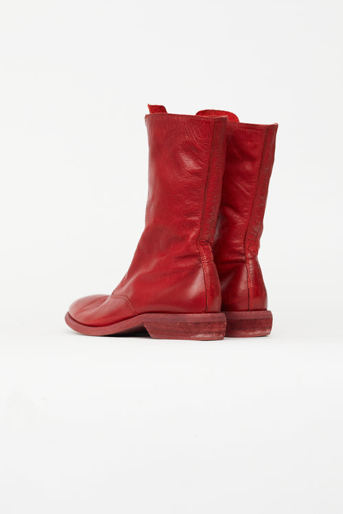 Guidi Red Leather 310 Ankle Boot