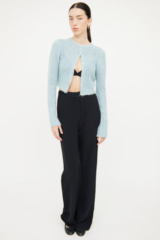 Guizio Blue Cropped Mohair Cardigan