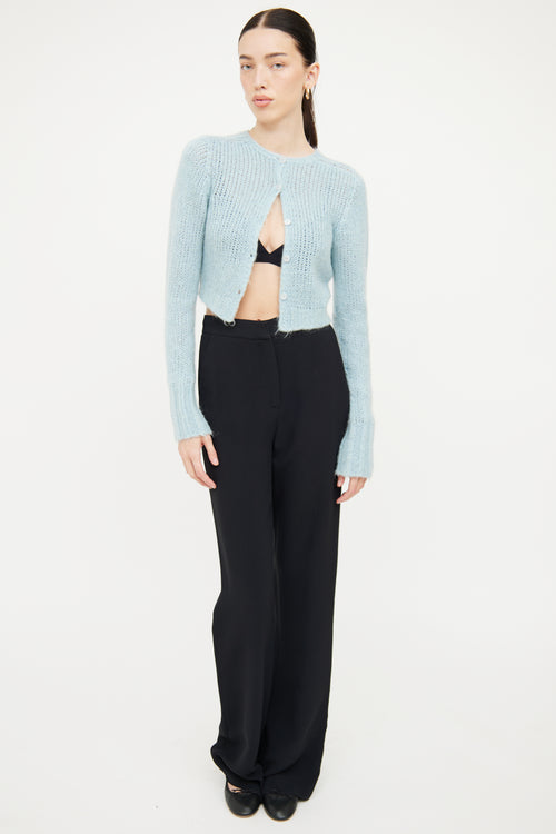 Guizio Blue Cropped Mohair Cardigan