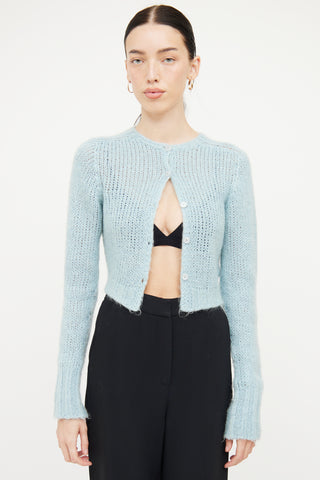 Guizio Blue Cropped Mohair Cardigan