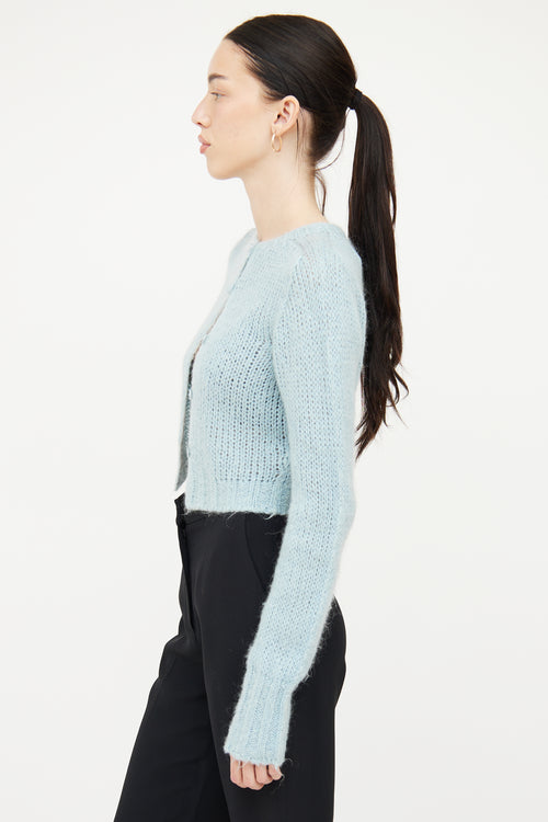 Guizio Blue Cropped Mohair Cardigan