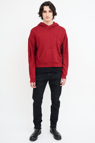 Haider Ackermann Red Panelled 
Pocket Hoodie