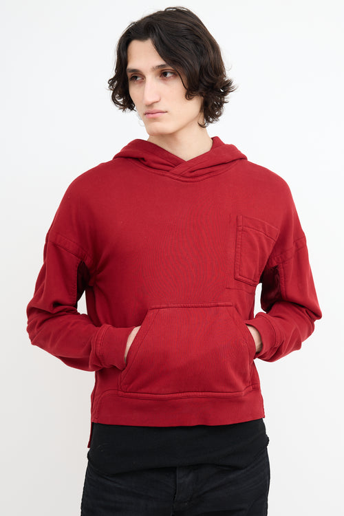 Haider Ackermann Red Panelled 
Pocket Hoodie