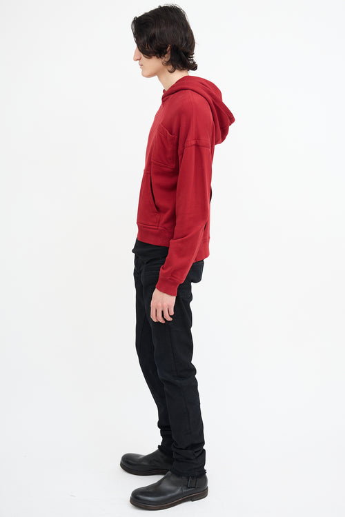 Haider Ackermann Red Panelled 
Pocket Hoodie