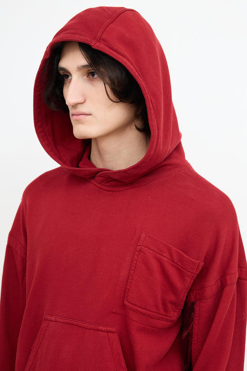 Haider Ackermann Red Panelled 
Pocket Hoodie