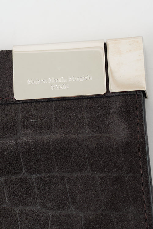 Maison Margiela Dark Brown Embossed Suede Clutch