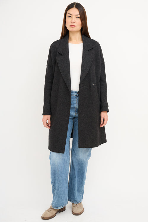 Harris Wharf Grey Wool Snap Button Coat