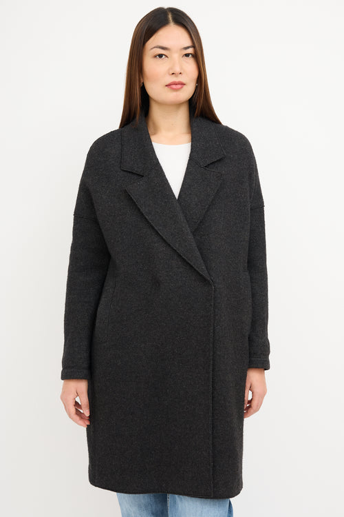 Harris Wharf Grey Wool Snap Button Coat