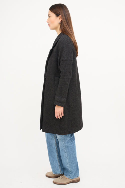 Harris Wharf Grey Wool Snap Button Coat