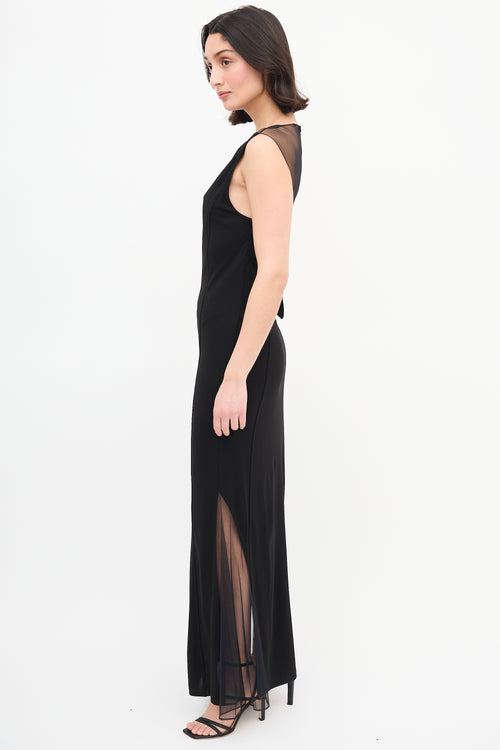 Helmut Lang Black Sheer Back Sleeveless Dress