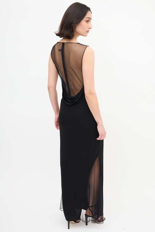 Helmut Lang Black Sheer Back Sleeveless Dress