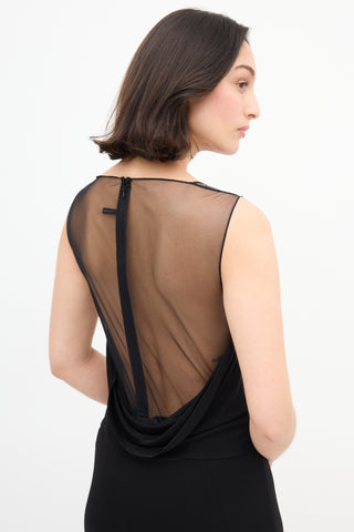 Helmut Lang Black Sheer Back Sleeveless Dress