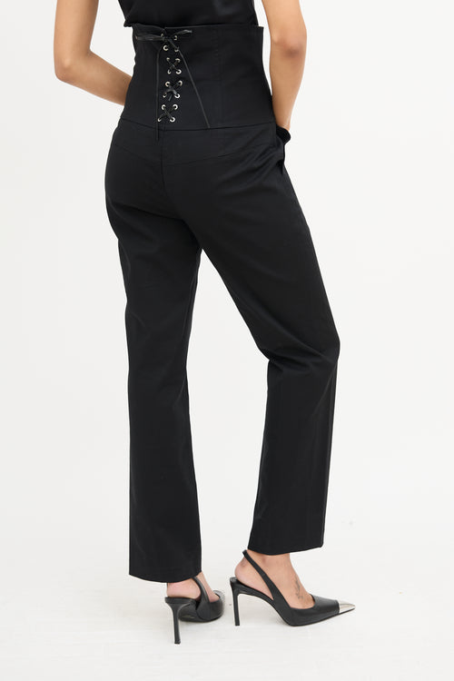 Helmut Lang Black Lace Up High Waisted Trouser