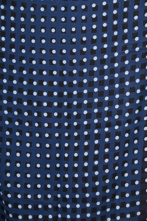 Hermès Navy Cashmere Polka Dot Scarf