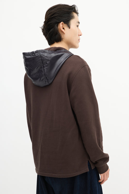 Hermès Brown 
Navy Asymmetrical Zip Hoodie