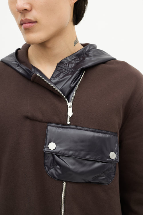 Hermès Brown 
Navy Asymmetrical Zip Hoodie