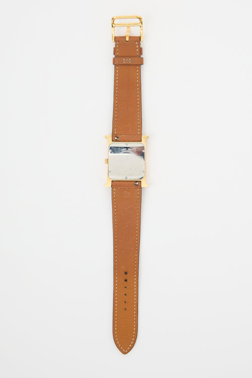 Hermès 2011 Brown Epsom Leather Heure H 25 Watch