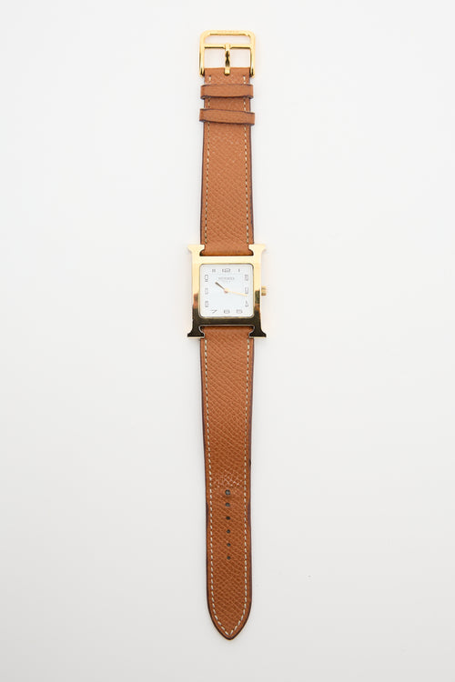 Hermès 2011 Brown Epsom Leather Heure H 25 Watch