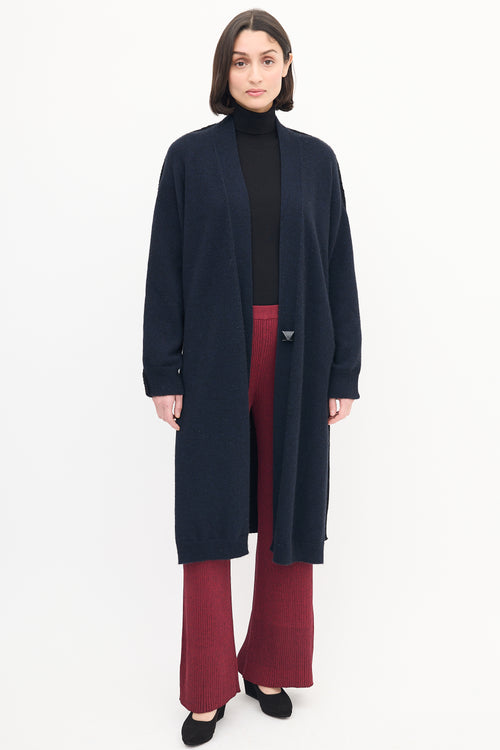 Hermès Navy 
Black Cashmere Long Cardigan