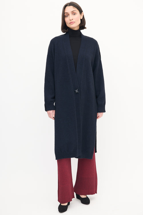 Hermès Navy 
Black Cashmere Long Cardigan