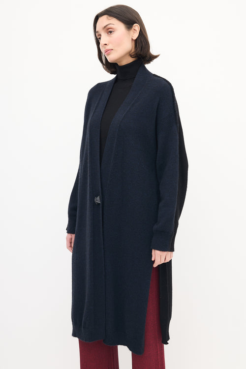 Hermès Navy 
Black Cashmere Long Cardigan