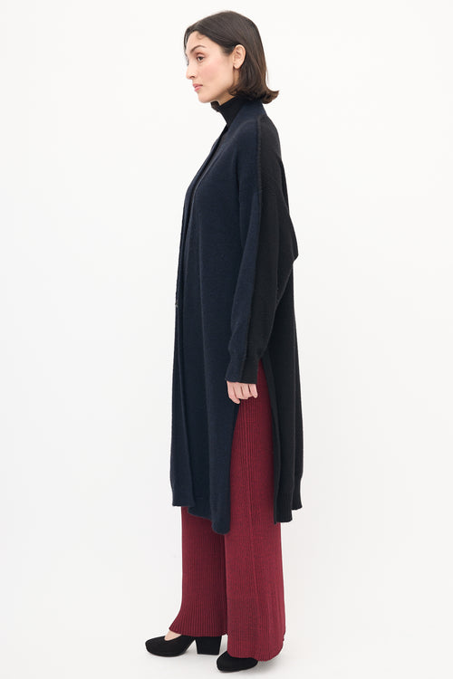 Hermès Navy 
Black Cashmere Long Cardigan