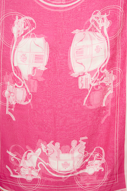 Hermès Pink 
Orange Cotton Ex Libris Scarf