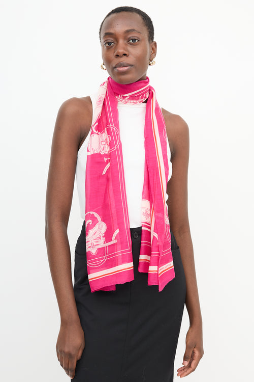 Hermès Pink 
Orange Cotton Ex Libris Scarf