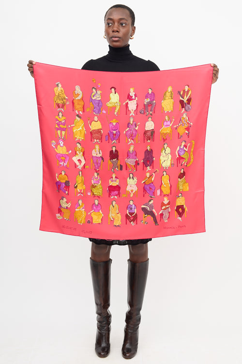 Hermès Pink Silk Colour Masala Scarf