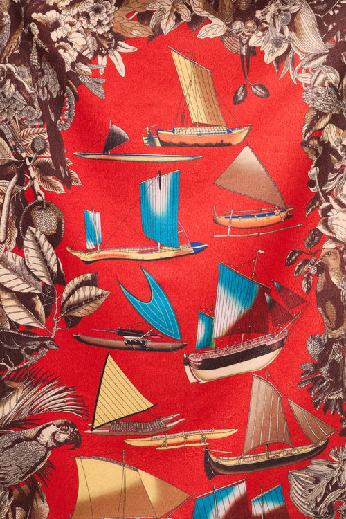 Hermès Red 
Multi Tous Les Bateaux Du Monde Scarf