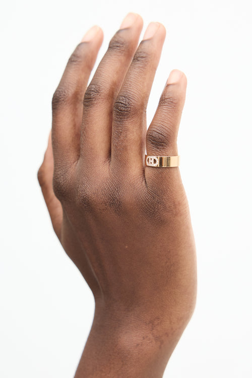 Hermès 18K Rose Gold 
Diamond H D
Ancre Ring