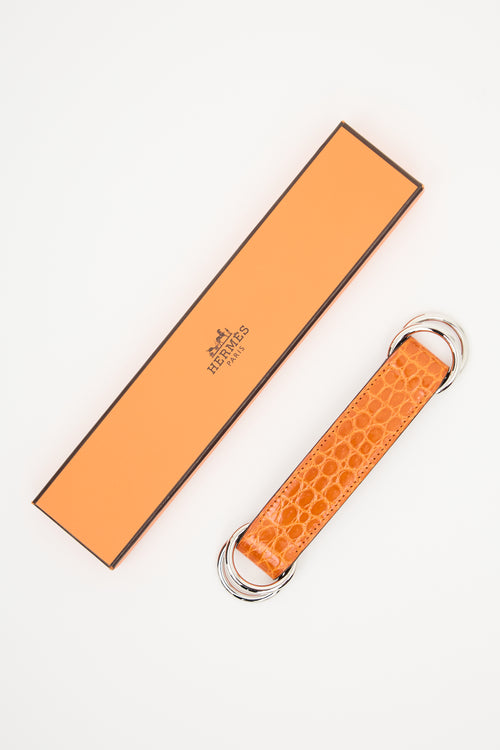 Hermès 2009 Orange Exotic Leather Romance Scarf Belt