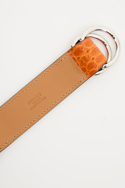 Hermès 2009 Orange Exotic Leather Romance Scarf Belt