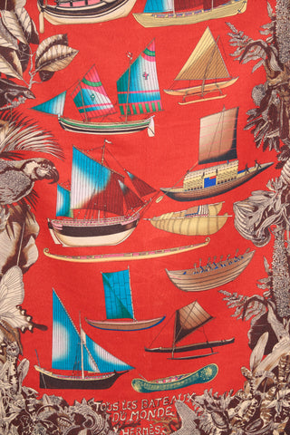 Hermès Red 
Multi Tous Les Bateaux Du Monde Scarf