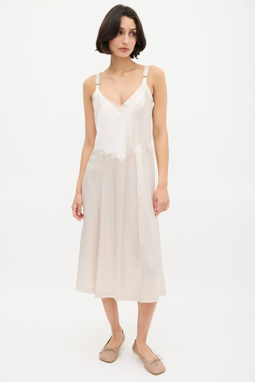 Horses Atelier Cream Satin V-Neck Slip Dress