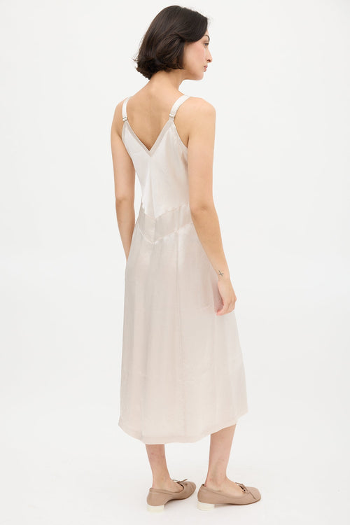 Horses Atelier Cream Satin V-Neck Slip Dress