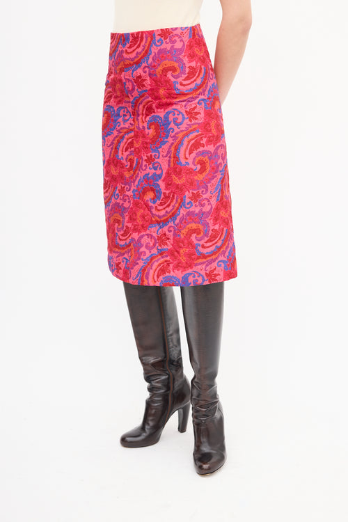 Horses Atelier Pink 
Multi Quilted Paisley Skirt