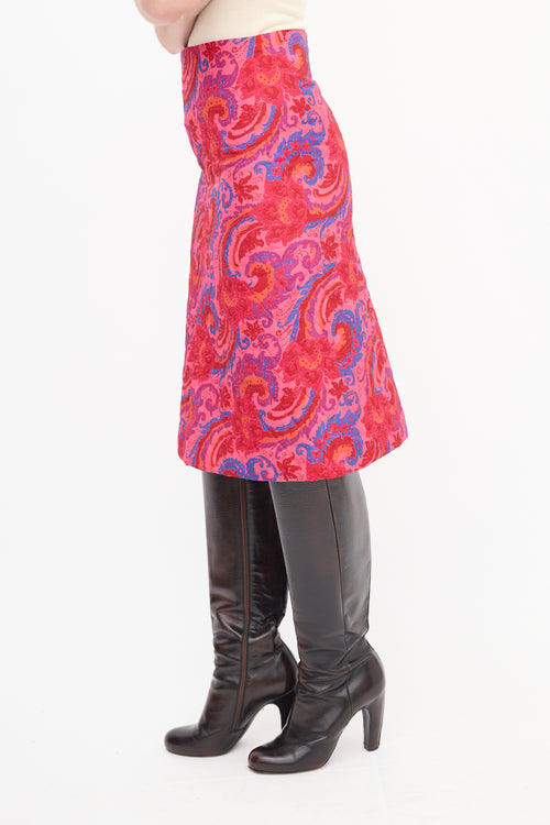 Horses Atelier Pink 
Multi Quilted Paisley Skirt