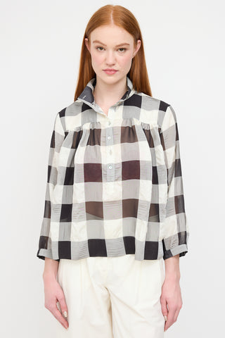 Horses Atelier Grey 
Multi Gingham Blouse