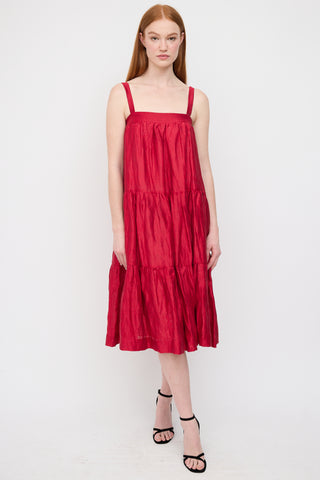 Horses Atelier Red Linen Tier Dress