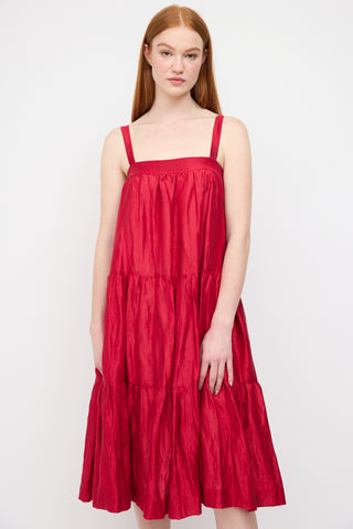 Horses Atelier Red Linen Tier Dress