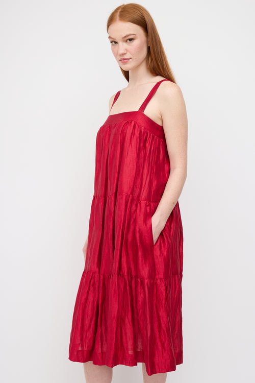 Horses Atelier Red Linen Tier Dress