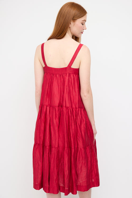 Horses Atelier Red Linen Tier Dress