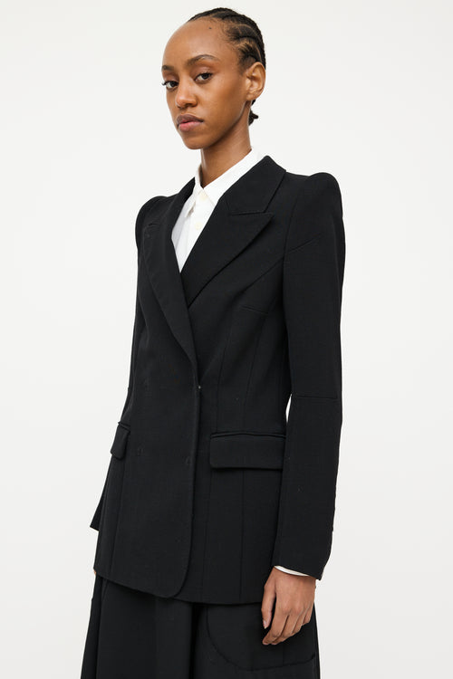 Maison Margiela X H&M Black Double Breasted Cigarette Shoulder Blazer