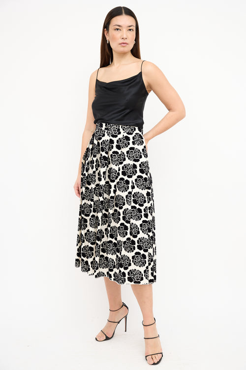 Hache Cream 
Black Velvet Floral Skirt