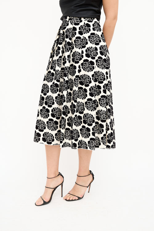 Hache Cream 
Black Velvet Floral Skirt