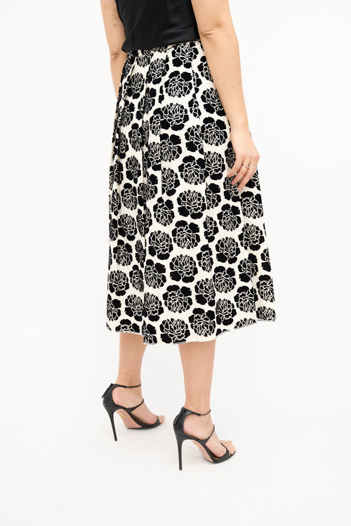 Hache Cream 
Black Velvet Floral Skirt