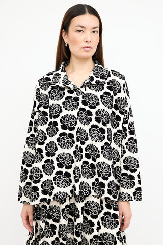 Hache Cream 
Black Velvet Floral Shirt