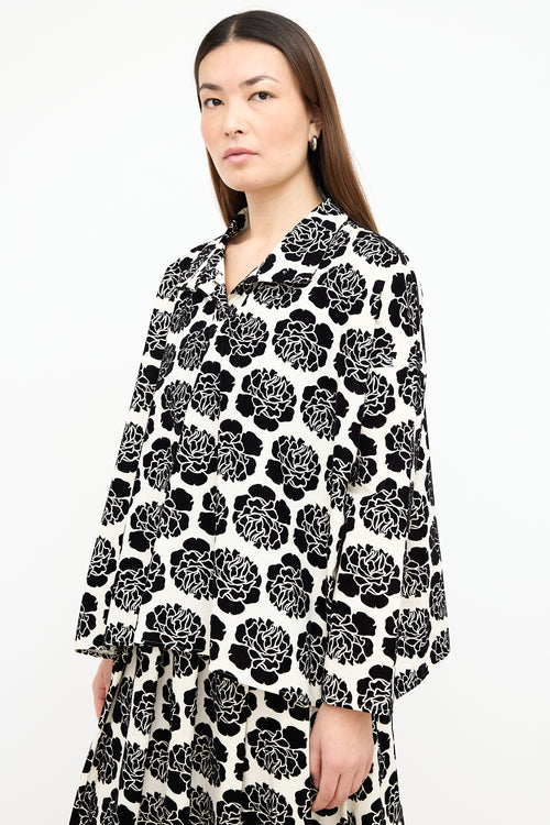 Hache Cream 
Black Velvet Floral Shirt